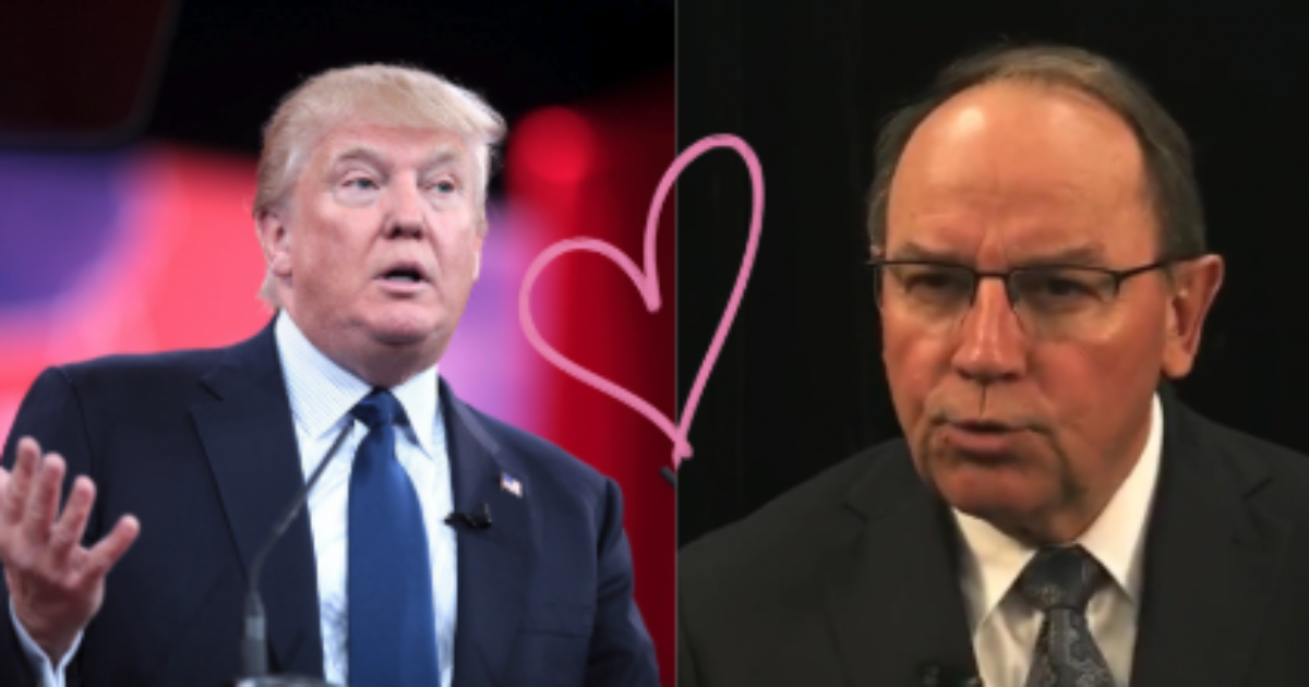 Donald Trump and Tom Tiffany side by side portraits with a heart