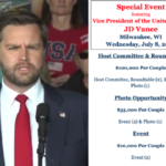 JD Vance in front of stacks of money