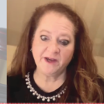 a photo of Maria Lazar over a gavel and scales of justice