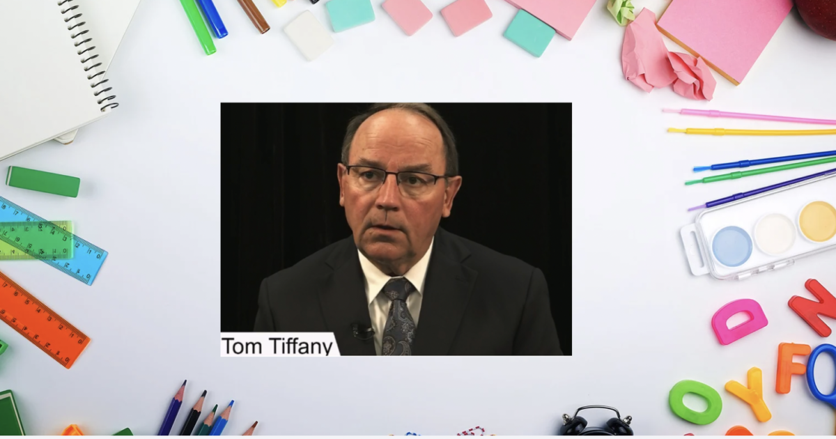 Tom Tiffany photo on a back to school background with pencils and paper