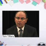 Tom Tiffany photo on a back to school background with pencils and paper