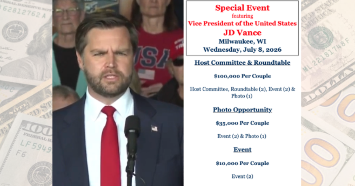 Image related to Amid Rising Cost Crisis, JD Vance Comes to Wisconsin to Court Ultra-Wealthy for Campaign Cash
