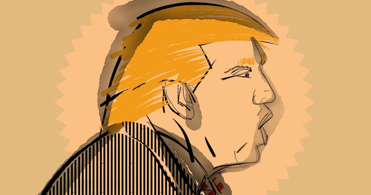 drawing of donald trump shouting