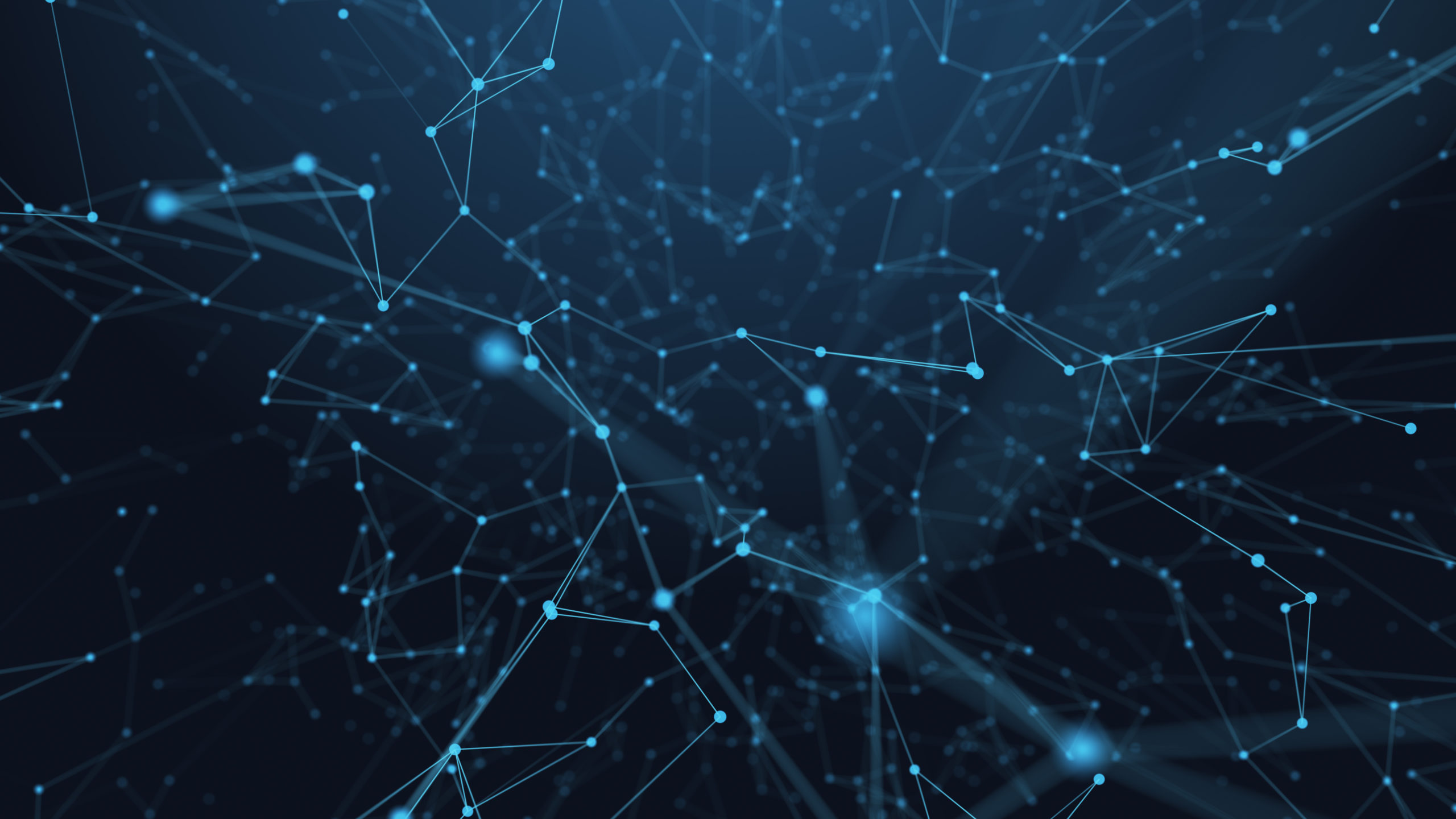 person touching a tablet overlayed with abstract image of connecting dots